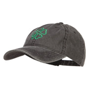 Irish Four Leaf Clover Embroidered Washed Cap