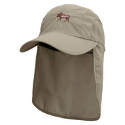 Moose Embroidered Flap Hat - Khaki OSFM