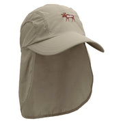 Moose Embroidered Flap Hat - Khaki OSFM