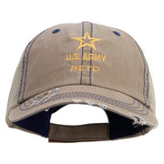 Licensed Star US Army Retired Military Embroidered Low Profile Special Cotton Mesh Cap - Khaki OSFM