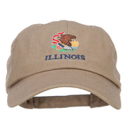 Illinois State Flag Embroidered Unstructured Washed Cap