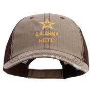 Licensed Star US Army Retired Military Embroidered Low Profile Special Cotton Mesh Cap - Khaki-Brown OSFM