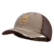 Licensed Star US Army Retired Military Embroidered Low Profile Special Cotton Mesh Cap - Khaki-Brown OSFM