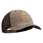 Licensed Star US Army Retired Military Embroidered Low Profile Special Cotton Mesh Cap - Khaki-Brown OSFM