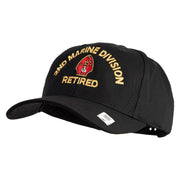 2nd Marine Division Retired Embroidered 6 Panel Structured Cotton Twill Cap Made in USA - Black OSFM