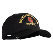 2nd Marine Division Retired Embroidered 6 Panel Structured Cotton Twill Cap Made in USA - Black OSFM