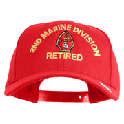 2nd Marine Division Retired Embroidered 6 Panel Structured Cotton Twill Cap Made in USA - Red OSFM
