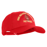 2nd Marine Division Retired Embroidered 6 Panel Structured Cotton Twill Cap Made in USA - Red OSFM