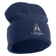 USSF with Delta Logo Embroidered 12 Inch Cuff Long Beanie - Navy OSFM