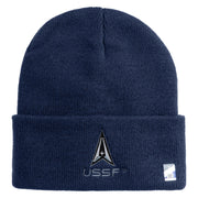 USSF with Delta Logo Embroidered 12 Inch Cuff Long Beanie - Navy OSFM