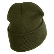 USSF with Delta Logo Embroidered 12 Inch Cuff Long Beanie - Olive OSFM