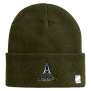 USSF with Delta Logo Embroidered 12 Inch Cuff Long Beanie - Olive OSFM