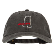 Mississippi with Map Outline Embroidered Washed Cotton Twill Cap