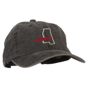 Mississippi with Map Outline Embroidered Washed Cotton Twill Cap