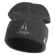 USSF with Delta Logo Embroidered 12 Inch Cuff Long Beanie - Charcoal OSFM