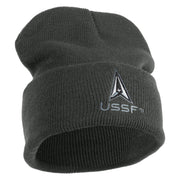 USSF with Delta Logo Embroidered 12 Inch Cuff Long Beanie - Charcoal OSFM