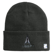 USSF with Delta Logo Embroidered 12 Inch Cuff Long Beanie - Charcoal OSFM