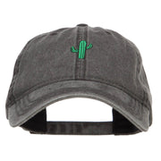 Single Cactus Embroidered Washed Cap