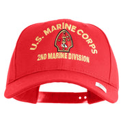 U.S. Marine Corps 2nd Marine Division Embroidered 6 Panel Structured Cotton Twill Cap Made in USA - Red OSFM