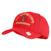 U.S. Marine Corps 2nd Marine Division Embroidered 6 Panel Structured Cotton Twill Cap Made in USA - Red OSFM