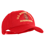 U.S. Marine Corps 2nd Marine Division Embroidered 6 Panel Structured Cotton Twill Cap Made in USA - Red OSFM