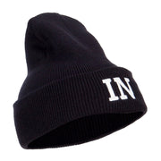 IN Indiana State Embroidered Long Beanie