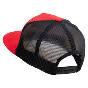 Polar Bear Embroidered Classic 5 Panel Two Tone Mesh Trucker Snapback Cap - Red-Black OSFM