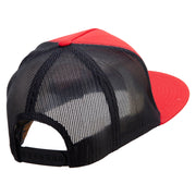 Polar Bear Embroidered Classic 5 Panel Two Tone Mesh Trucker Snapback Cap - Red-Black OSFM