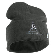 US Space Force with Delta Logo Embroidered 12 Inch Long Beanie - Charcoal OSFM
