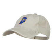 Indiana State Flag Map Embroidered Washed Cap