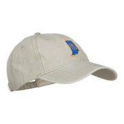 Indiana State Flag Map Embroidered Washed Cap