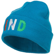 India IND Flag Embroidered Long Beanie