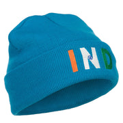 India IND Flag Embroidered Long Beanie