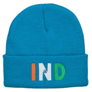 India IND Flag Embroidered Long Beanie