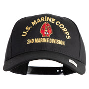 U.S. Marine Corps 2nd Marine Division Embroidered 6 Panel Structured Cotton Twill Cap Made in USA - Black OSFM