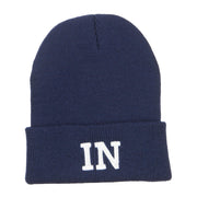 IN Indiana State Embroidered Long Beanie