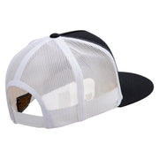 Polar Bear Embroidered Classic 5 Panel Two Tone Mesh Trucker Snapback Cap - Black-White OSFM