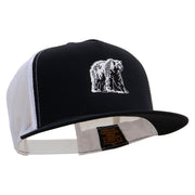 Polar Bear Embroidered Classic 5 Panel Two Tone Mesh Trucker Snapback Cap - Black-White OSFM