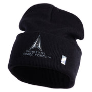 US Space Force with Delta Logo Embroidered 12 Inch Long Beanie - Black OSFM
