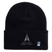 US Space Force with Delta Logo Embroidered 12 Inch Long Beanie - Black OSFM