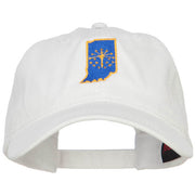 Indiana State Flag Map Embroidered Washed Cap