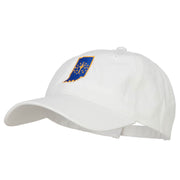 Indiana State Flag Map Embroidered Washed Cap