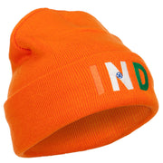 India IND Flag Embroidered Long Beanie