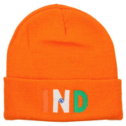 India IND Flag Embroidered Long Beanie