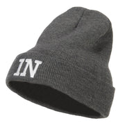 IN Indiana State Embroidered Long Beanie