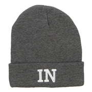 IN Indiana State Embroidered Long Beanie