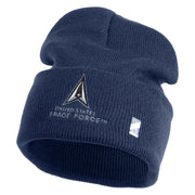 US Space Force with Delta Logo Embroidered 12 Inch Long Beanie - Navy OSFM
