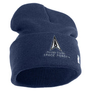 US Space Force with Delta Logo Embroidered 12 Inch Long Beanie - Navy OSFM
