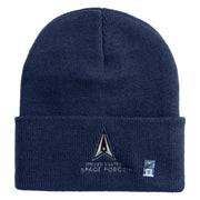 US Space Force with Delta Logo Embroidered 12 Inch Long Beanie - Navy OSFM