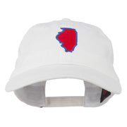 Illinois State Map Embroidered Washed Cotton Cap